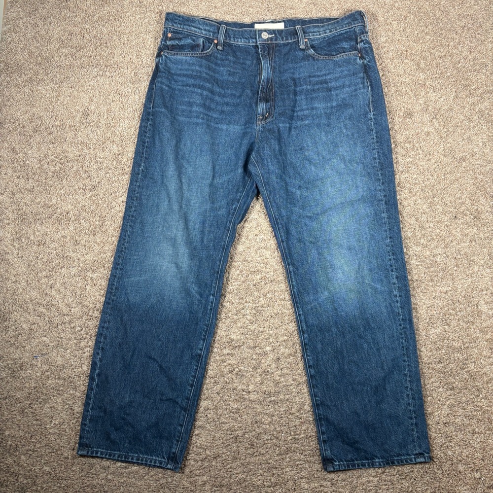 Mother Superior The Ditcher Zip Flood Jeans Dark Wash Straight Leg Size 34